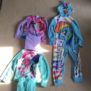 Girls 4/5 & 4t pajamas my little pony, trolls